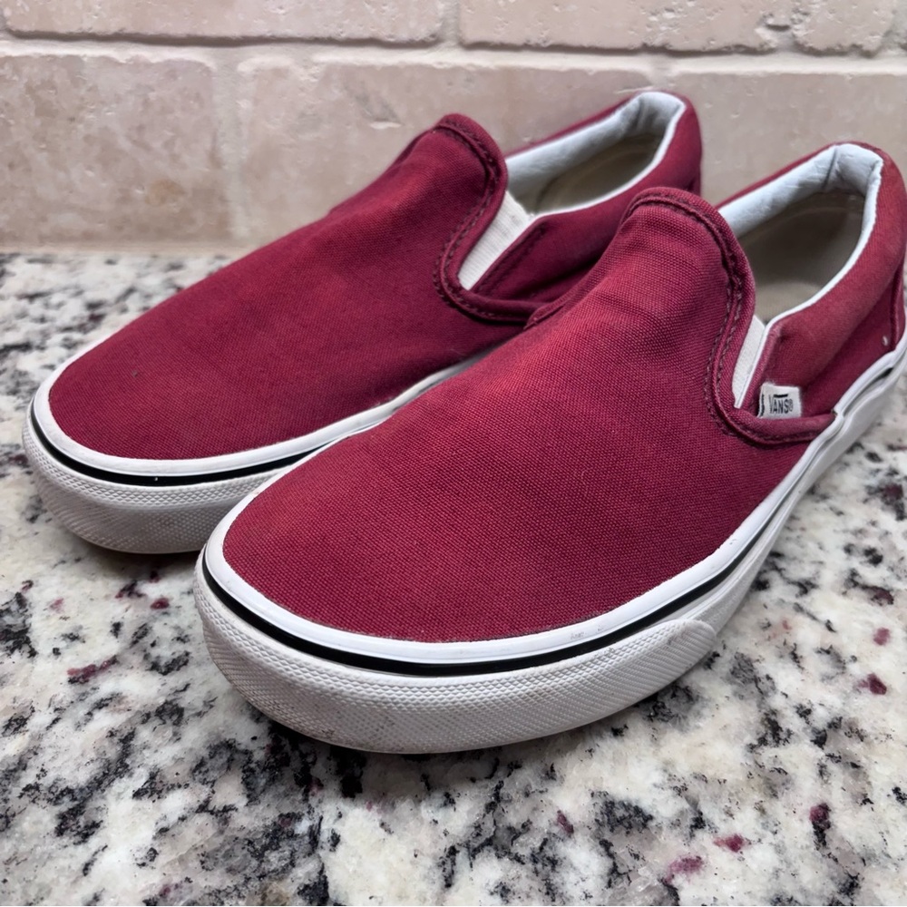 Vans Women’s Burgundy Slip-On Sneakers